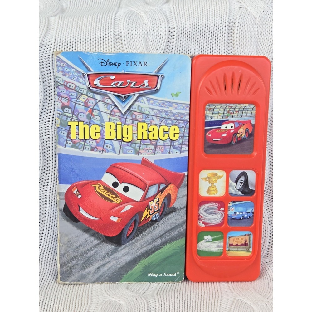 Disney Pixar Cars The Big Race Play-A-Sound Book Lightning McQueen 7 Sounds WORK